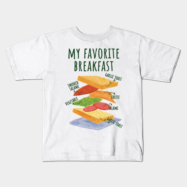 My Favorite Breakfast Kids T-Shirt by artstopics